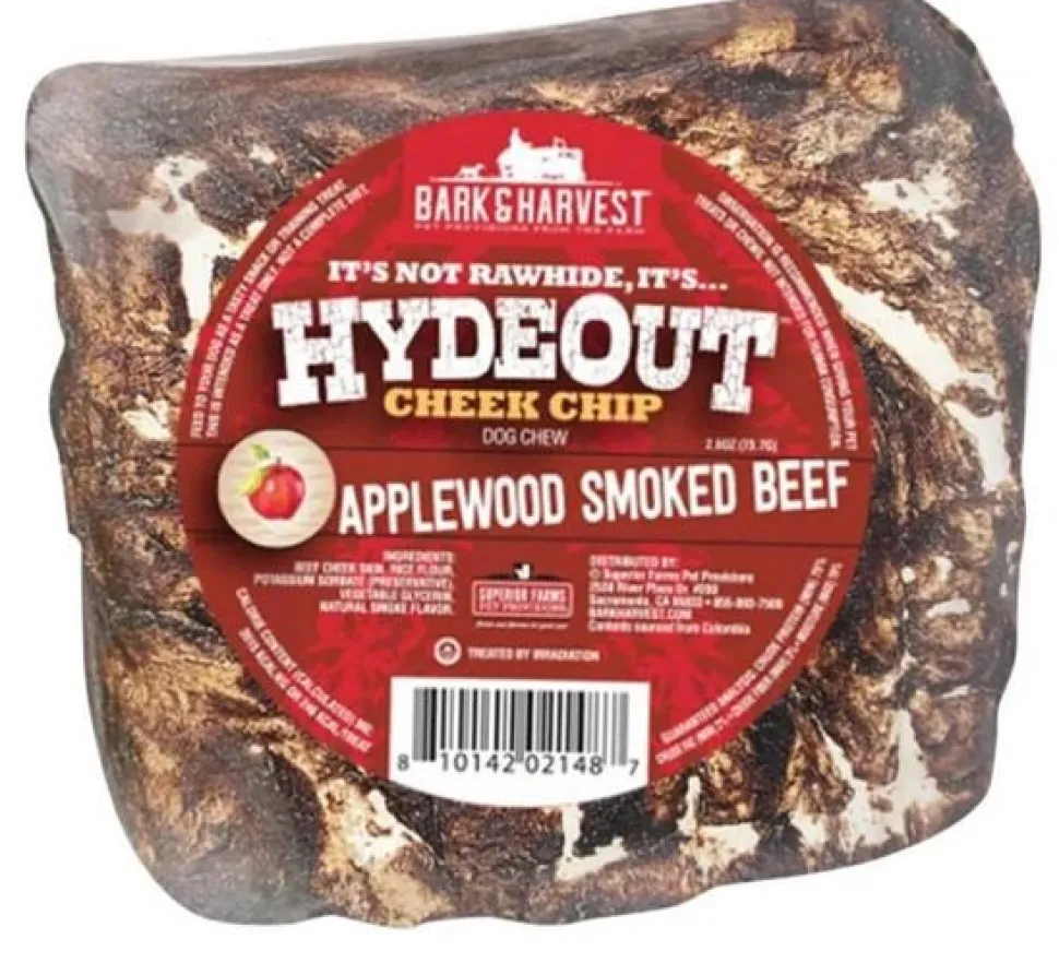 Bark + Harvest by Superior Farms HydeOut Beef Cheek Chips Applewood Smoke Flavored Dog Natural Chews - 3ct Bag