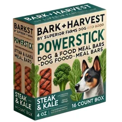 Bark + Harvest by Superior Farms Powerstick™ Steak & Kale Dog Food Meal Bars - 4 Oz - 16 Count Box