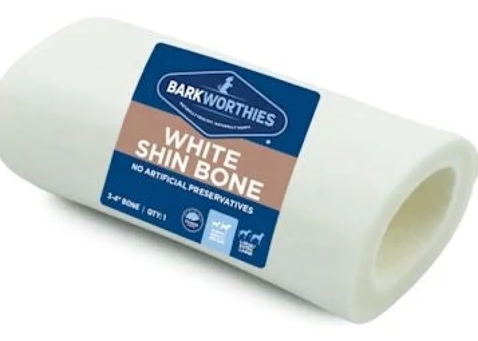 Barkworthies 3"-4" White Shin Bone Dog Chew Treats - 15 ct Case - Case of 1