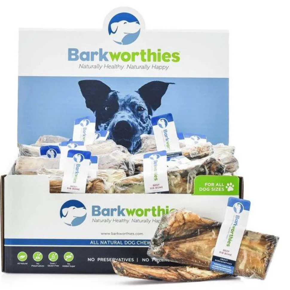 Barkworthies Beef Rib Bones - 25 ct assorted Case - Case of 1