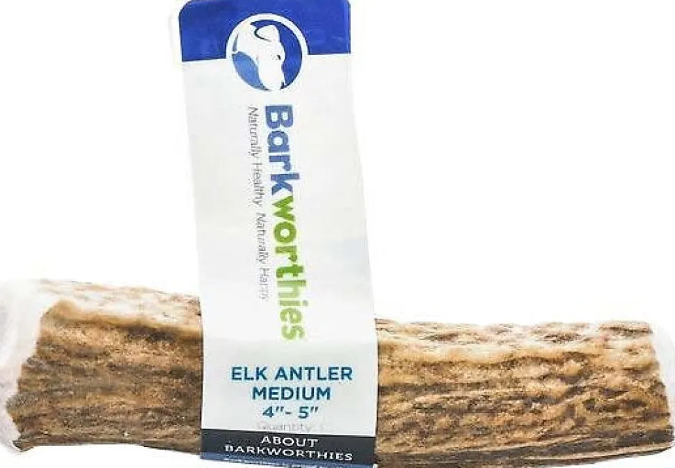 Barkworthies Elk Antler Natural Dog Chews - Whole Medium - Case of 1