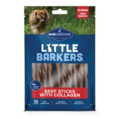 Barkworthies Little Barkers Beef Sticks with Collagen 10 pack Natural Dog Chews