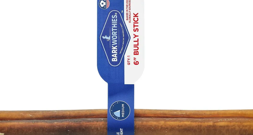 Barkworthies Odor Free American Baked Dog Bully Sticks - 6" - 75 ct Case - Case of 1