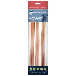 Barkworthies Odor Free Bagged Dog Bully Sticks 12" - 3 Pack Bag