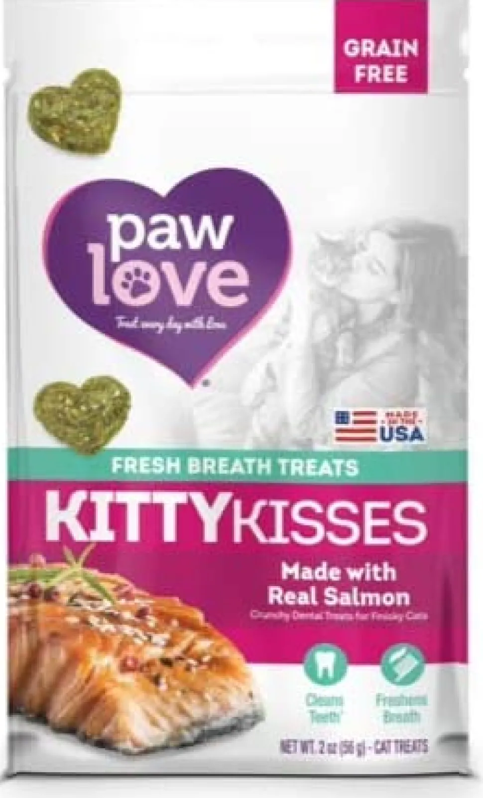 Barkworthies Paw Love Kitty Kisses Dog Chew Treats - Salmon (2 oz)