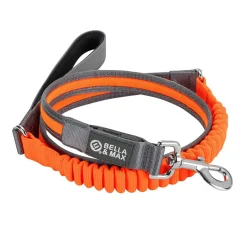 Bella and Max USB LED Flashing Bungee Dog Leash - Orange