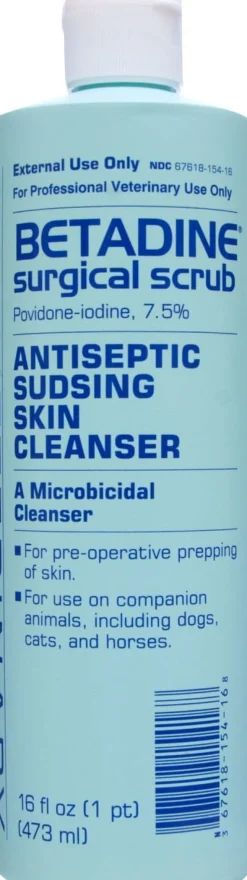 Betadine Surgical Scrub Veterinary Supplies Clean Sanitize & Misc - 16 Oz