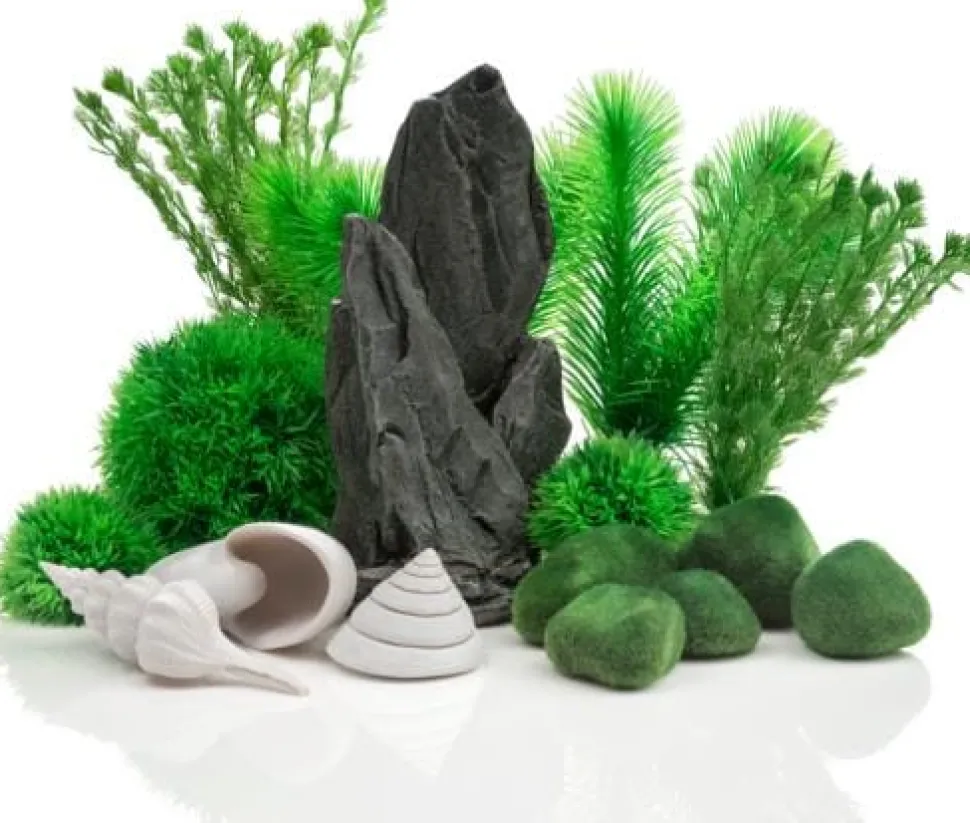 Biorb Aquarium Decoration Plant and Rock Kit - Green - Medium - 30L or 8+ Gallons