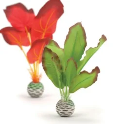 Biorb Silk Plant Aquarium Decoration Ornament - Green/Red - Small - 2 Count