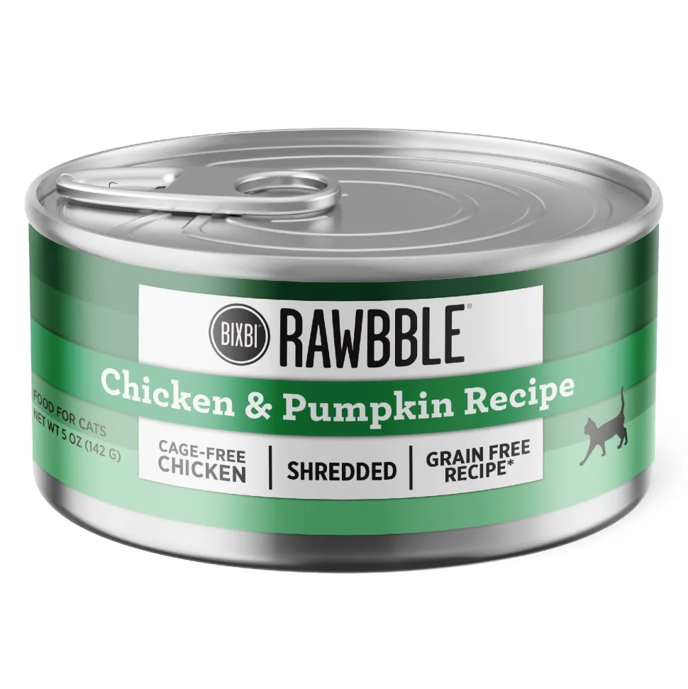 Bixbi Rawbble Shredded Chicken and Pumpkin Canned Cat Food - 5 Oz - Case of 24