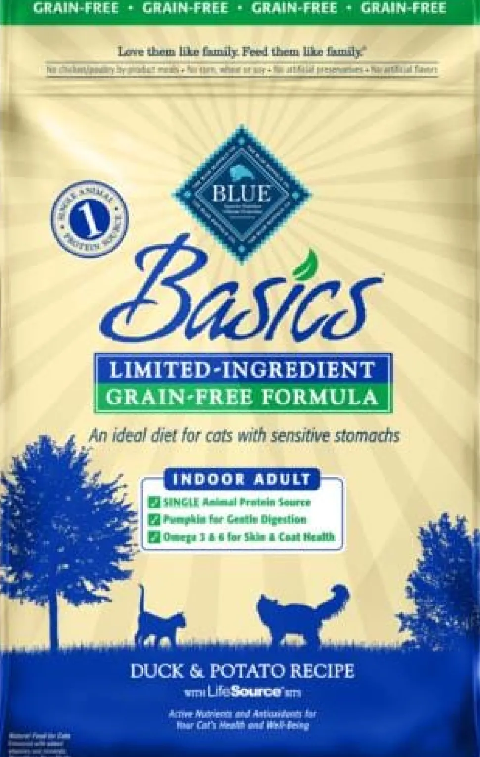Blue Buffalo Basics Limited Ingredient Diet Indoor Grain-Free Duck Adult Dry Cat Food - 11 Lbs