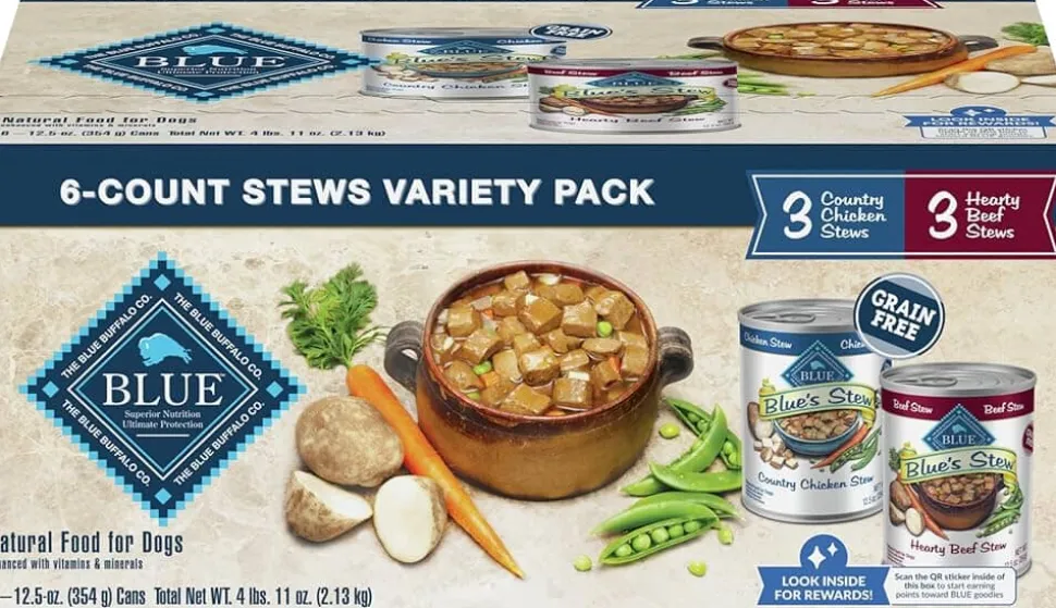 Blue Buffalo Blue's Stew Adult Chicken and Beef in Gray Variety Pack Canned Dog Food - 12.5 Oz - 6 Count