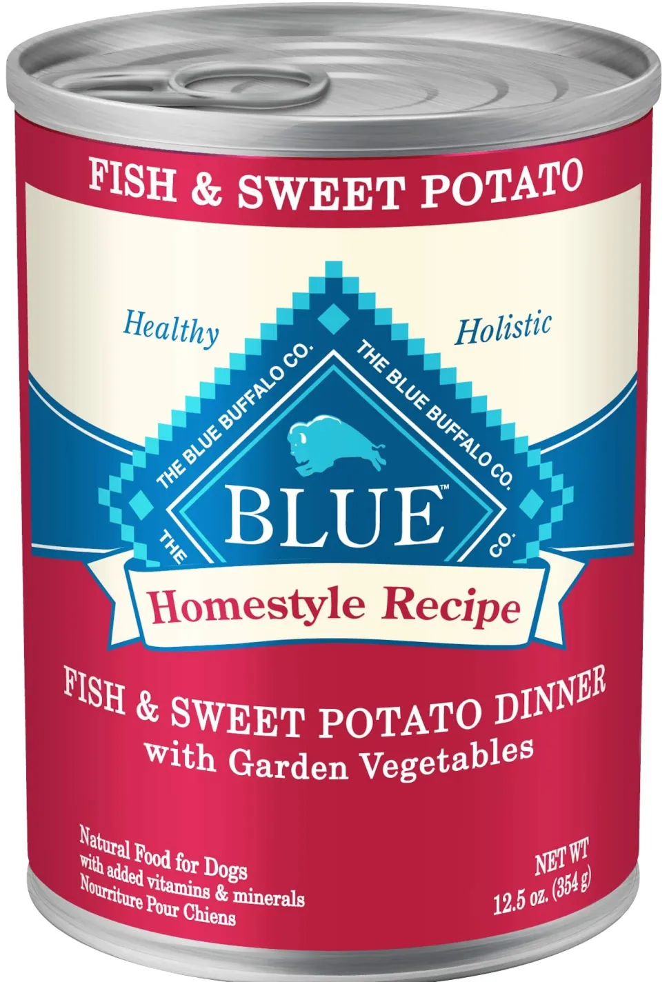 Blue Buffalo Homestyle Recipe Fish and Sweet Potato Canned Dog Food - 12.5 Oz - Case of 12