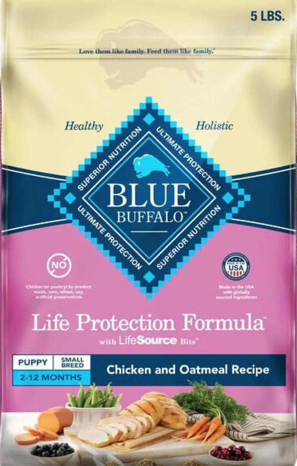 Blue Buffalo Life Protection Formula Natural Puppy Small-Breed Chicken and Oatmeal Dry Dog Food - 5 Lbs
