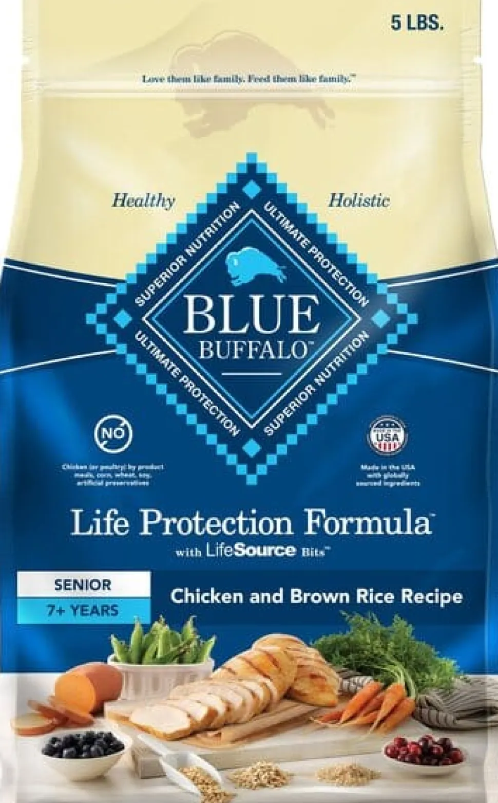 Blue Buffalo Life Protection Formula Natural Senior Chicken and Brown Rice Dry Dog Food - 5 Lbs