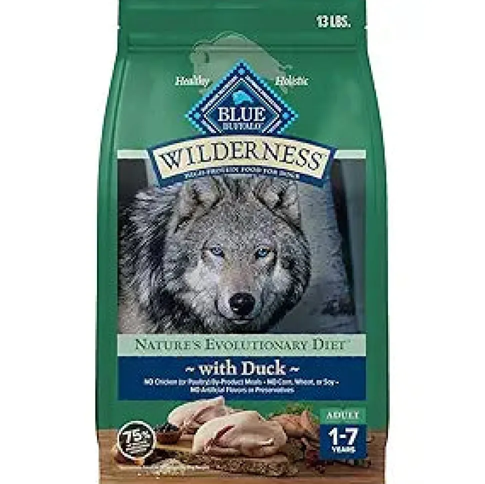 Blue Buffalo Wilderness Adult High-Protein Duck with Wholesome Grains Dry Dog Food - 13 Lbs