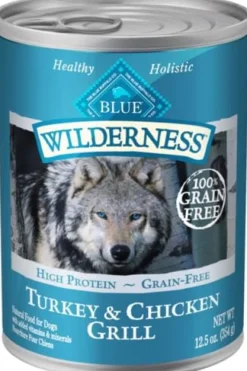 Blue Buffalo Wilderness Adult High-Protein Grain-Free Grilled Turkey and Chicken Canned Dog Food - 12.5 Oz - Case of 12