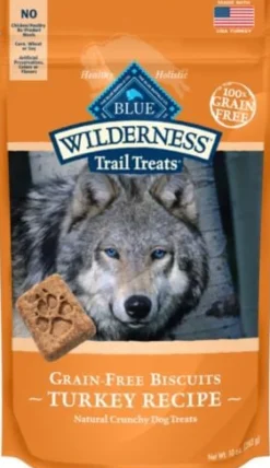 Blue Buffalo Wilderness Trail Treats High-Protein Grain-Free Turkey Crunchy Dog Biscuits - 10 Oz