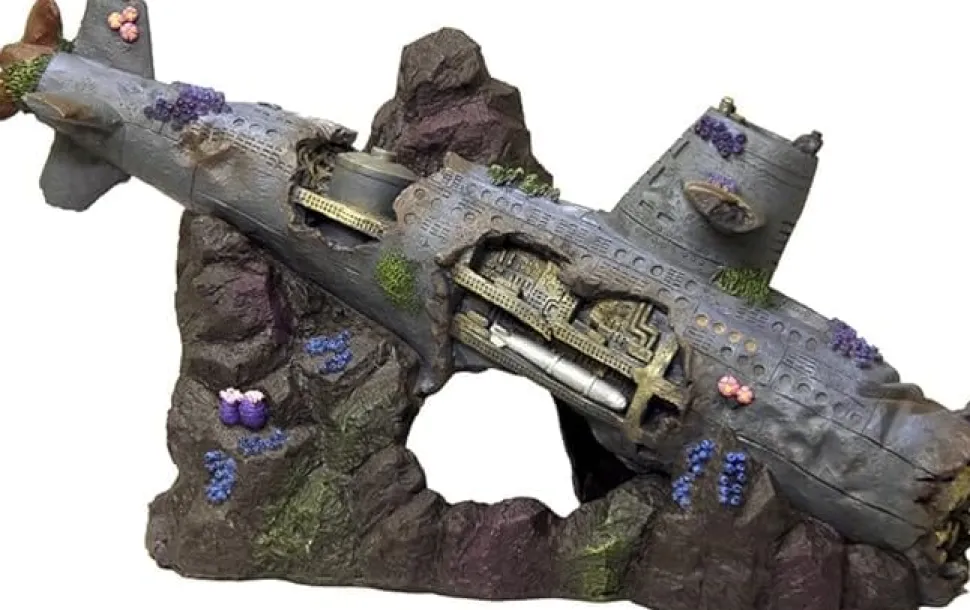 Blue Ribbon Exotic Environments Large Sized Sunken Submarine Tank Accessory