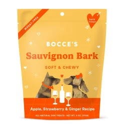 Bocce's Bakery Made in USA Sauvignon Bark Apple Strawberry and Ginger Soft and Chewy Dog Treats - 6 Oz
