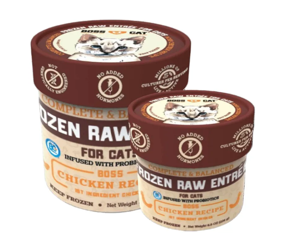 Boss Dog Frozen Complete Raw Chicken Entrees Raw Cat Food - 16 oz Deli Cup