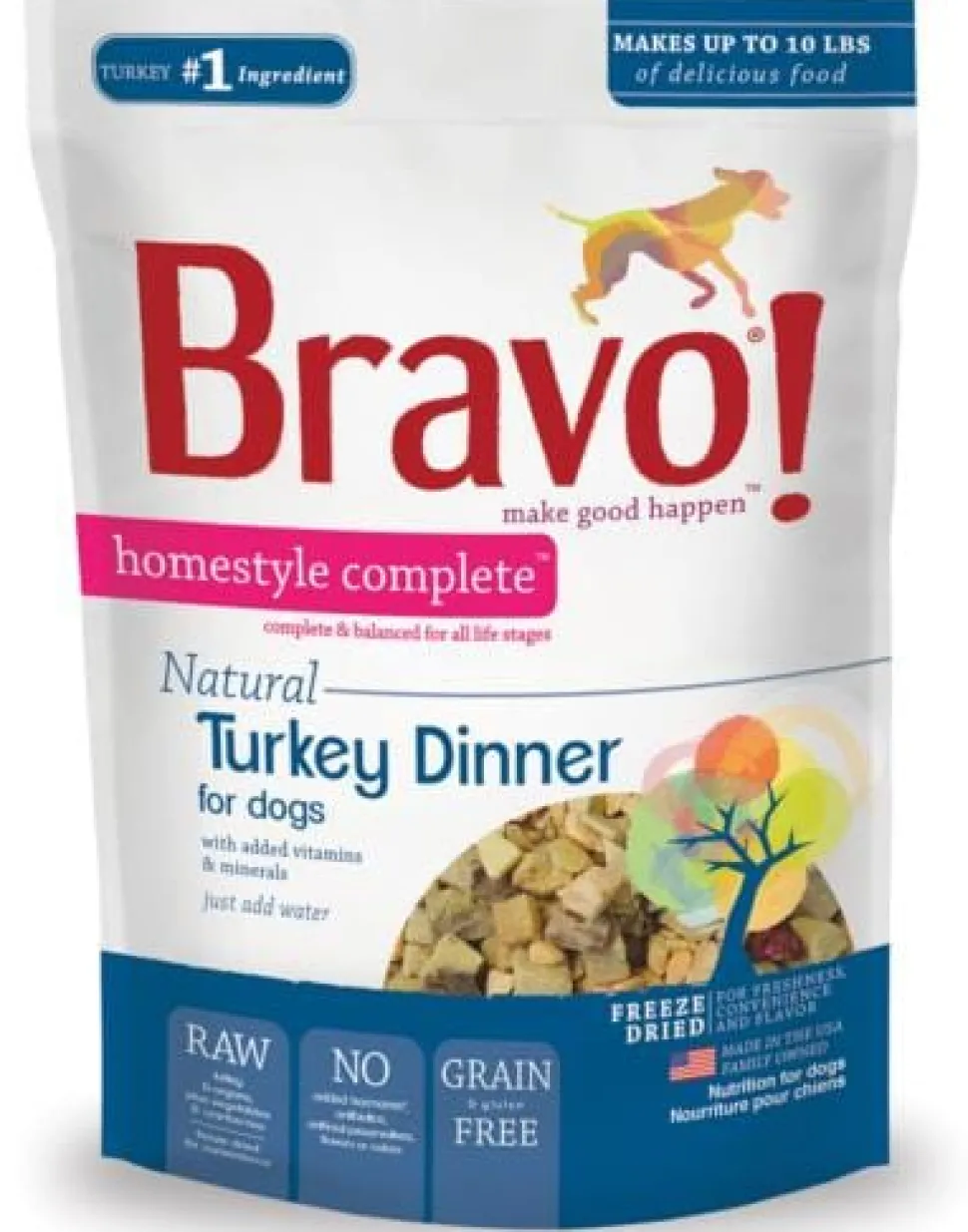 Bravo! Freeze Dried Homestyle Complete Turkey Dinner For Dogs Food