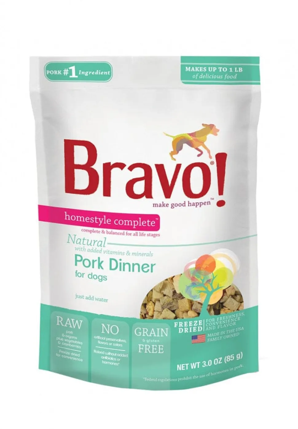 Bravo! Homestyle Complete Grain Free Pork Freeze-Dried Dog Food