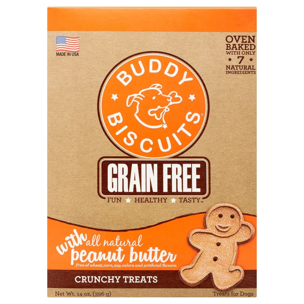 Buddy Biscuits Grain-Free Homestyle Peanut Butter Baked Dog Treats - 14 oz Bag