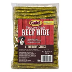Cadet Gourmet Munchy Rawhide Sticks Natural Dog Chews - Chicken - 5 In - 100 Pack