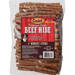 Cadet Gourmet Munchy Rawhide Sticks Natural Dog Chews - Beef - 5 In - 100 Pack