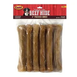 Cadet Gourmet Pressed Rawhide Bones Natural Dog Chews - 8 In - 6 Pack