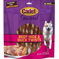 Cadet Gourmet Rawhide Twists Natural Dog Chews - Duck - 50 Pack