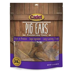 Cadet Oven Roasted Pig Ears Value Pack Natural Dog Chews - 25 Pack