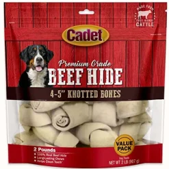 Cadet Premium Grade Knotted Rawhide Bones Natural Dog Chews - Natural - 4 - 5 In - 2 Lbs
