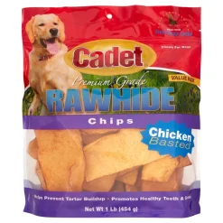 Cadet Premium Grade Rawhide Chips Natural Dog Chews - Chicken Basted - 1 Lb