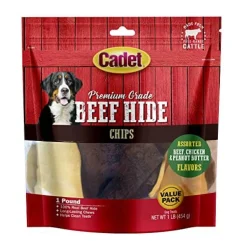 Cadet Premium Grade Rawhide Chips Natural Dog Chews - Assorted - 1 Lb