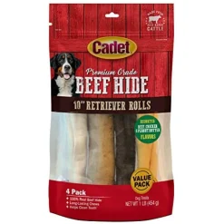 Cadet Premium Grade Retriever Rawhide Rolls Natural Dog Chews - Assorted - 10 In - 1 Lb