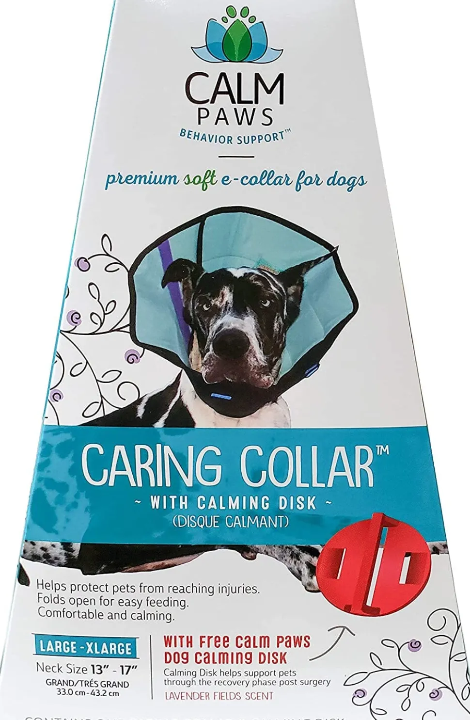 Calm Paws Caring Dog Collar with Calming Disk for Dogs - Large