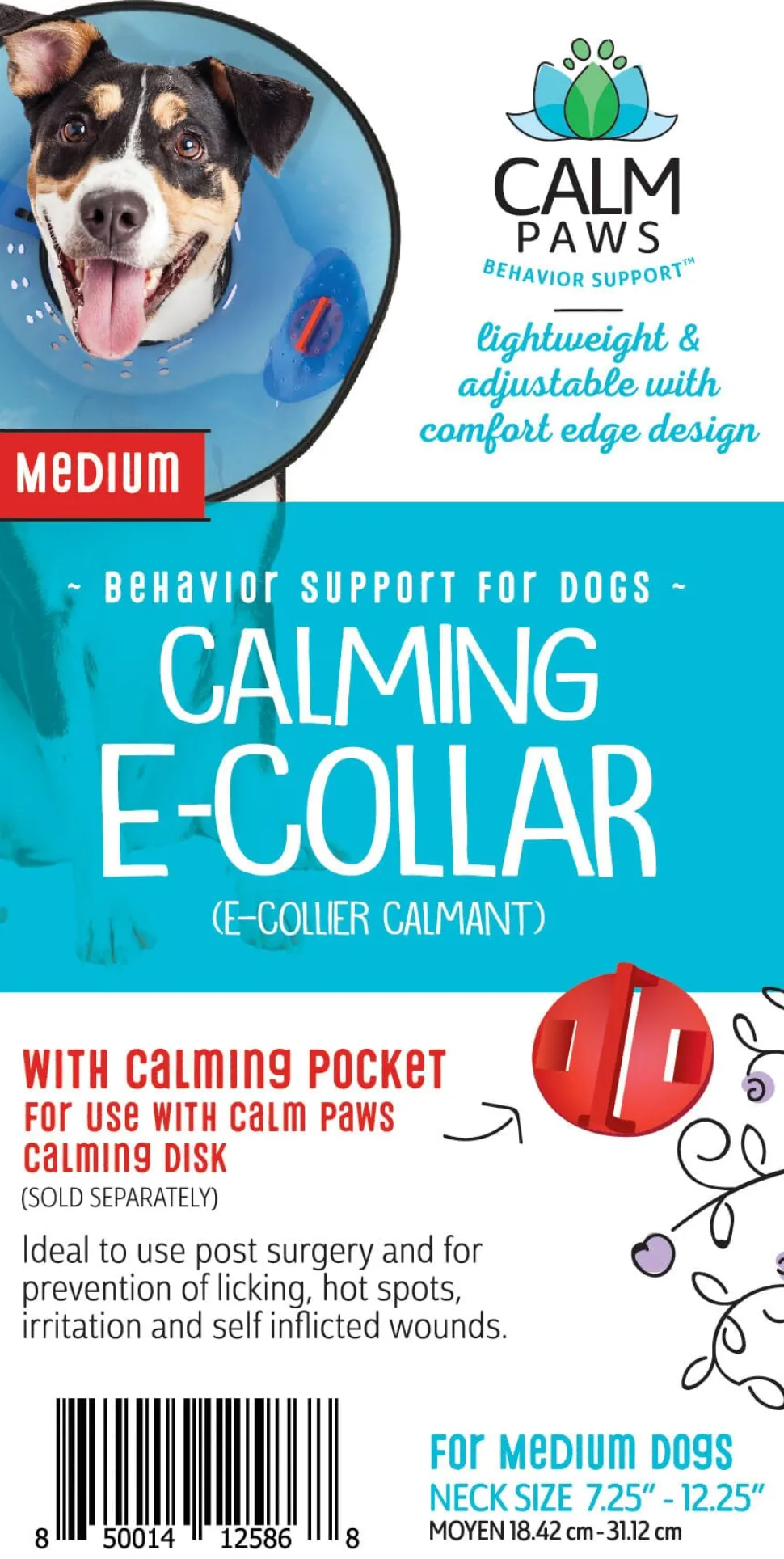 Calm Paws Dog E-Collar - Blue - Medium - 7.25 - 12.25 I