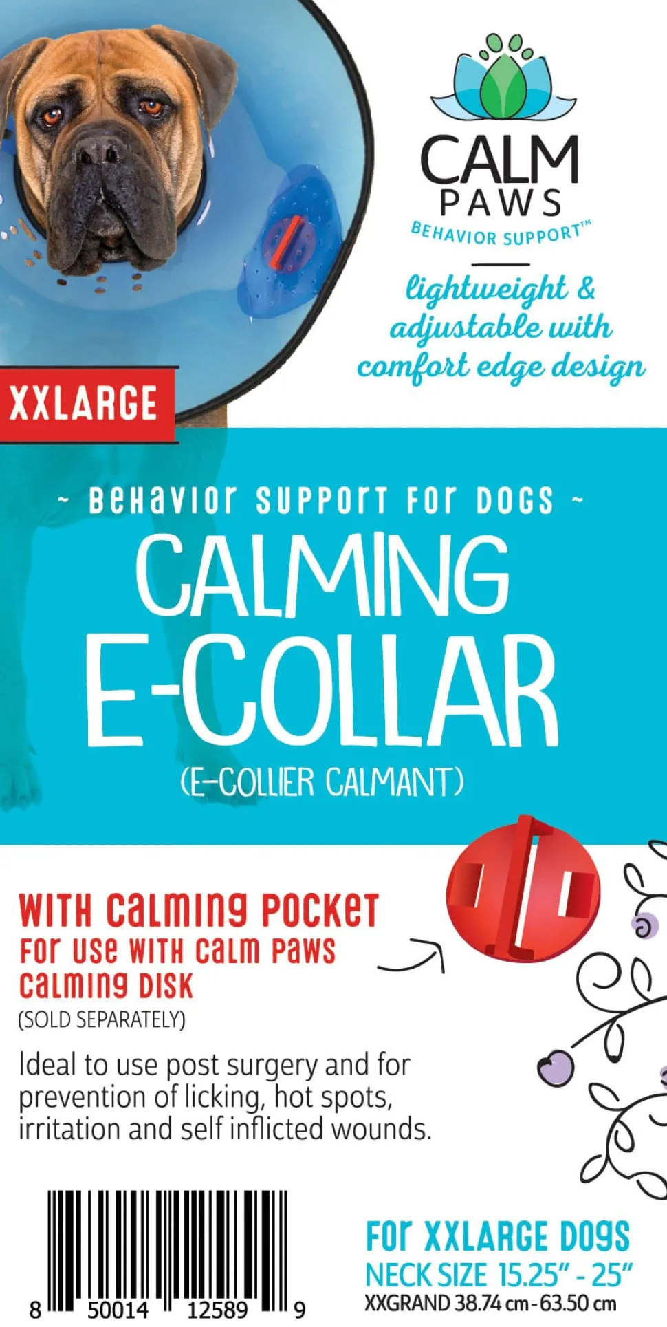 Calm Paws Dog E-Collar - Blue - X Extra Large - 15.25 - 25 In