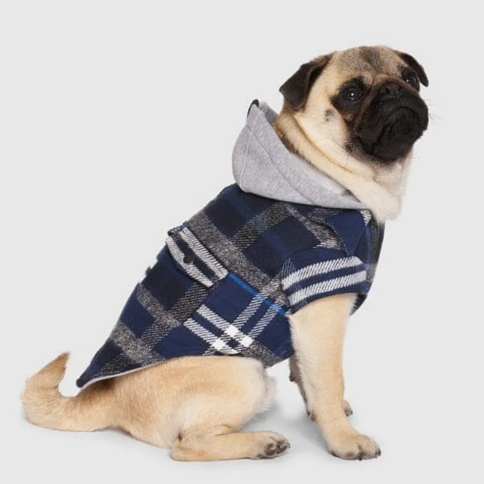 Canada Pooch Shacket Plaid Dog Coat with Hood