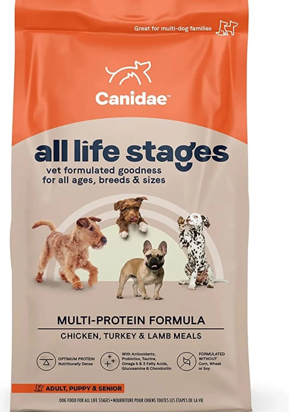 Canidae All Life Stages Premium Dry Dog Food Trial Bag - Chicken Meal and Rice - 4 Lbs - 6 Pack