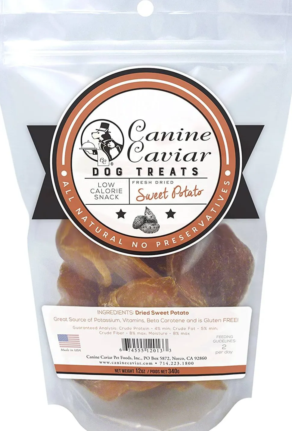 Canine Caviar Dried Sweet Potatoes Dehydrated Dog Treats - 2 lb Bag