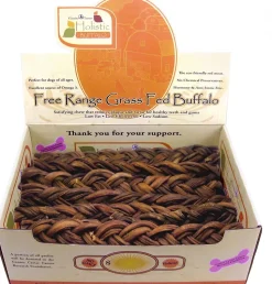 Canine Caviar Free-Range Fed Braided Buffalo Stix Natural Dog Bully Sticks - 12 Inch - 30 Count