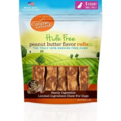 Canine Naturals Hide-Free Peanut Butter Rolls Chewy Dog Treats - 4 Inch - 2 oz - 30 Count