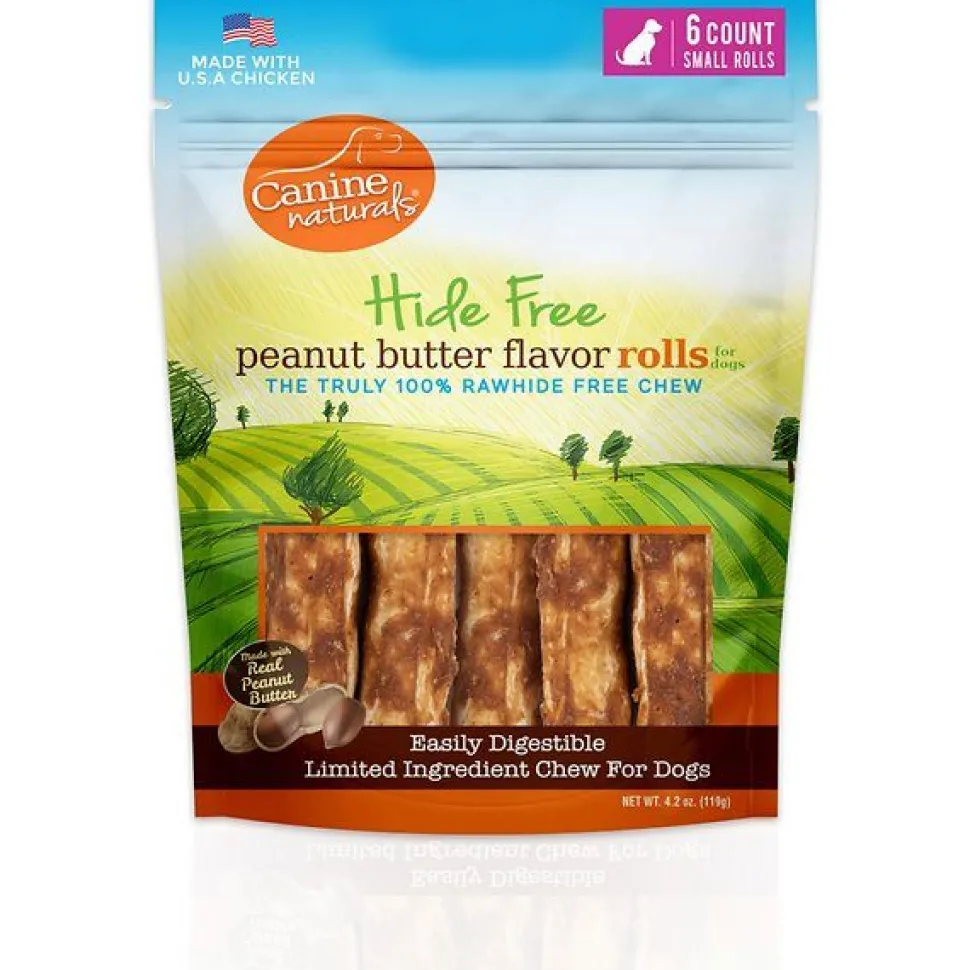 Canine Naturals Hide-Free Peanut Butter Rolls Chewy Dog Treats - 4 Inch - 2 oz - 30 Count