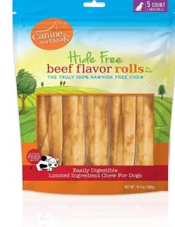Canine Naturals Hide-Free Beef Rolls Natural Dog Chews - 4 Inch - 2 oz - 30 Count