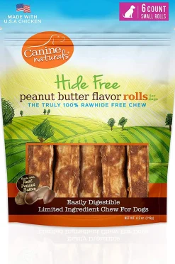 Canine Naturals Hide-Free Mini Roll Peanut Butter Chewy Dog Treats - 2.5 Inch - 4.2 oz - 6 Count
