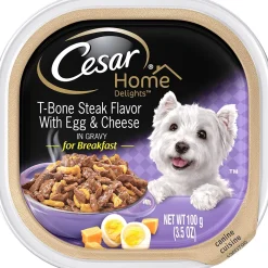 Cesar Canine Cuisine Home Delights T-Bone Steak with Egg & Cheese Wet Dog Food - 3.5 oz - Case of 24