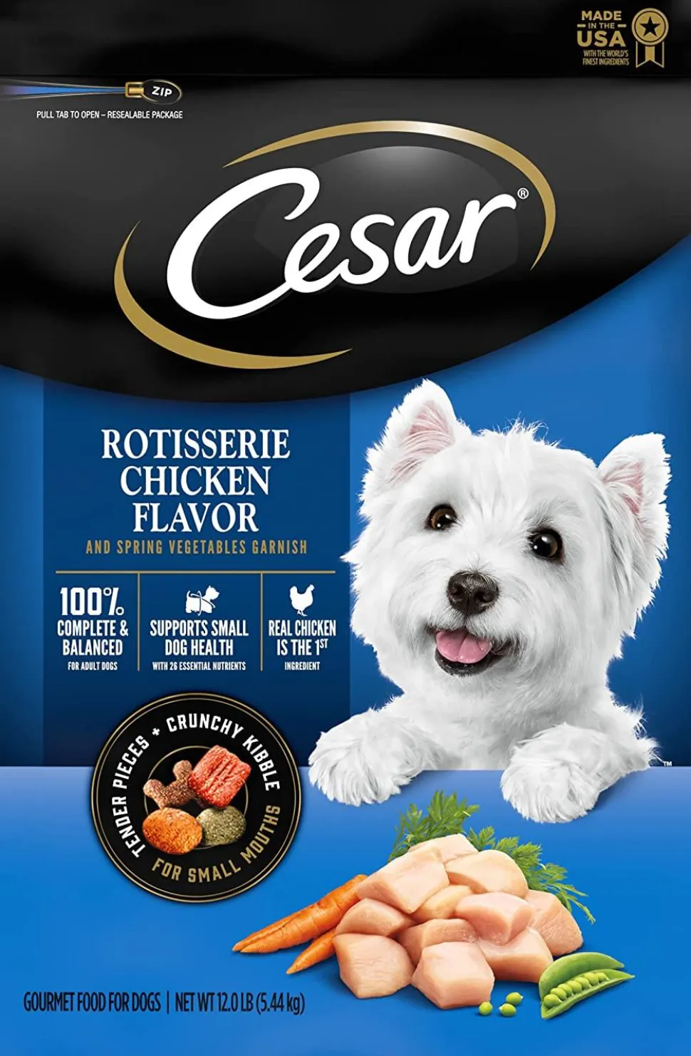 Cesar Dry Rotisserie Chicken Flavor Gourmet Dry Dog Food - 12 lb Bag